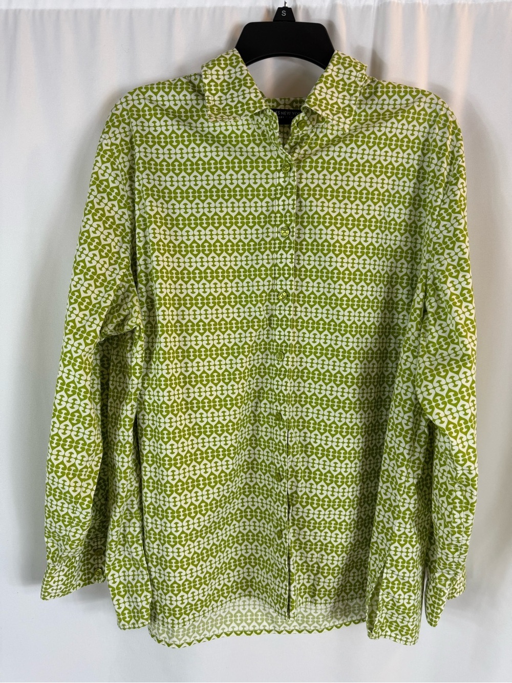Jones New York Lime Green Patterned Button-Down Shirt